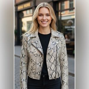 INTERMIX SARA PYTHON-EMBOSSED LEATHER JACKET NWOT ($698) RETAIL